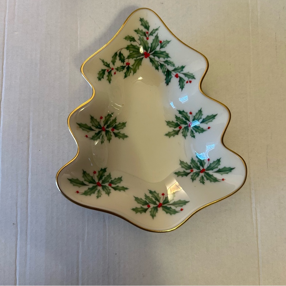 Lenox Small Holiday Tree Dish with Box Vintage